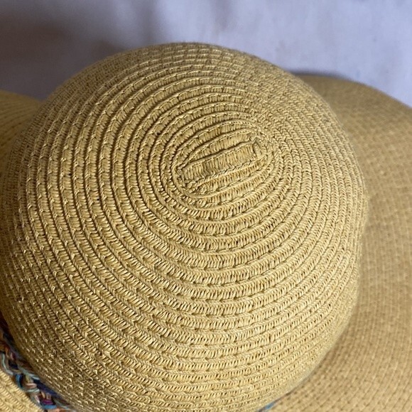 DP straw Sun hat summer beach floppy beaded braided boho hippie - Picture 7 of 12